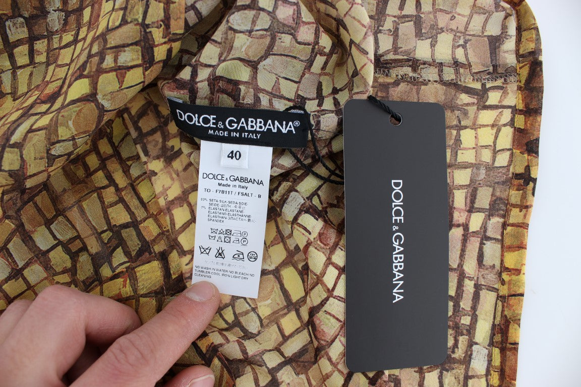 Seidenbluse mit sizilianischem Mosaik-Print