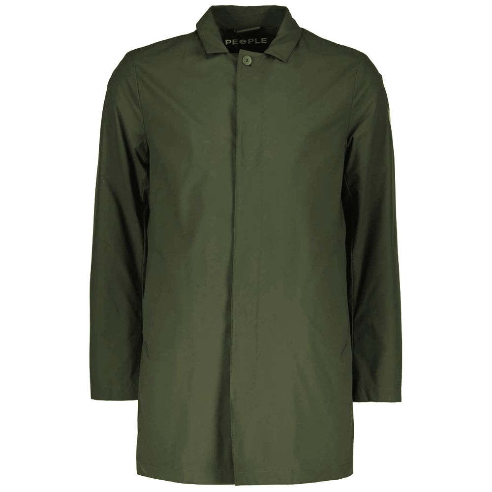 Green Recycled Polyester Men Trench