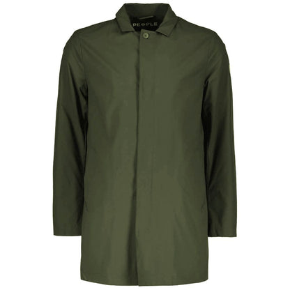 Green Recycled Polyester Men Trench