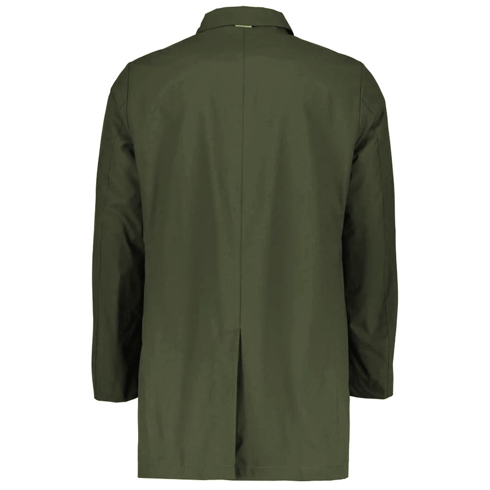 Green Recycled Polyester Men Trench