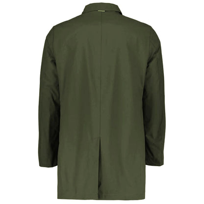 Green Recycled Polyester Men Trench