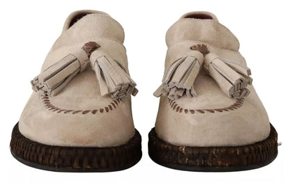 Beige Moccasins Slip On Leather Men Shoes