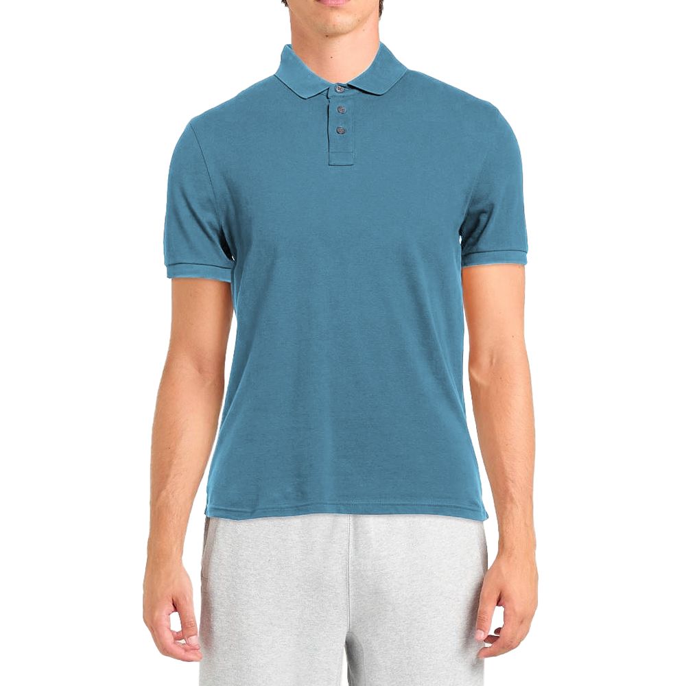 Light Blue Cotton Men Polo Shirt