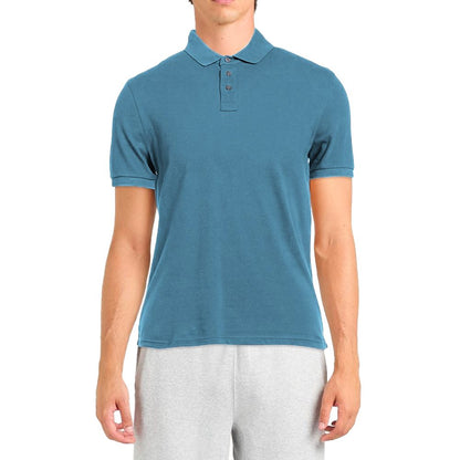 Light Blue Cotton Men Polo Shirt