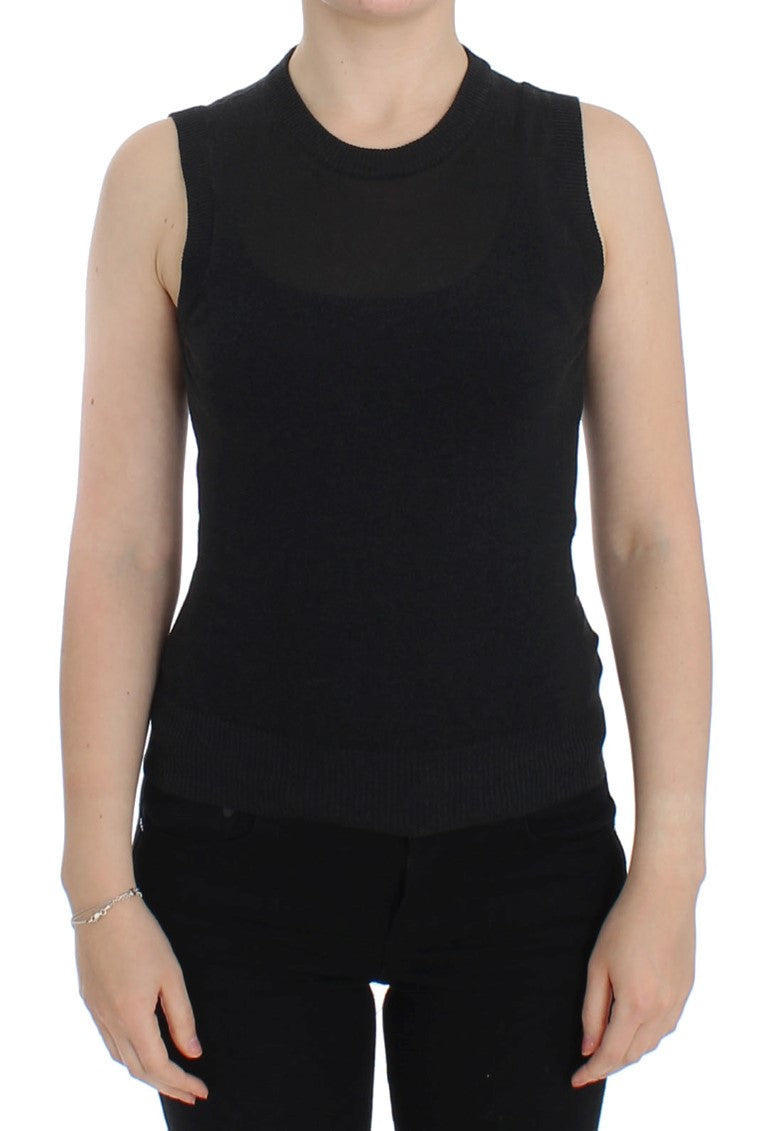 Elegante schwarze ärmellose Pulloverweste