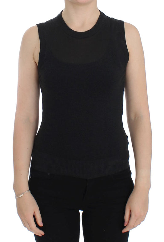 Elegante schwarze ärmellose Pulloverweste