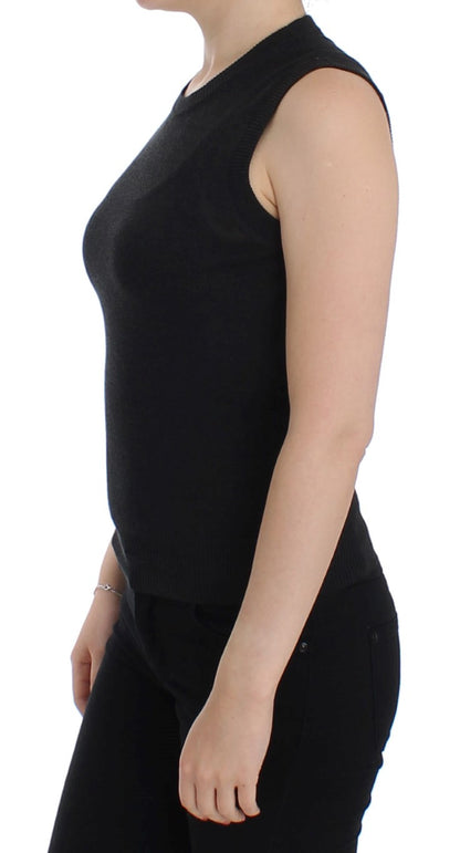 Elegante schwarze ärmellose Pulloverweste