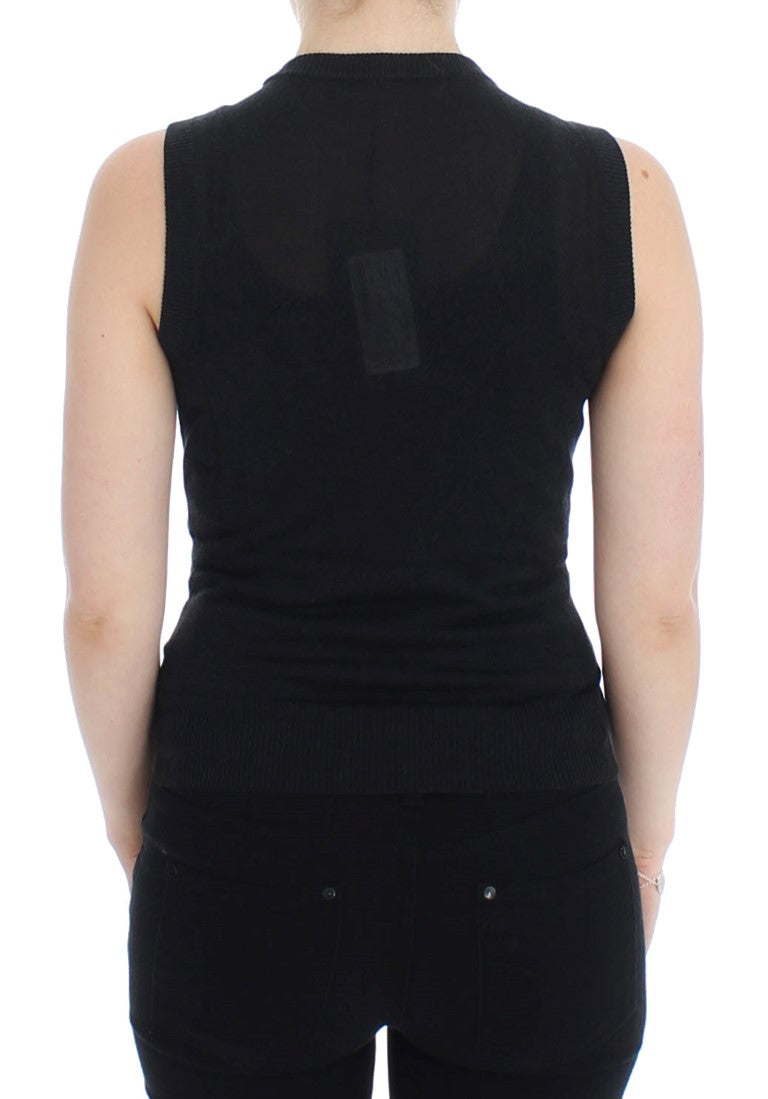 Elegante schwarze ärmellose Pulloverweste
