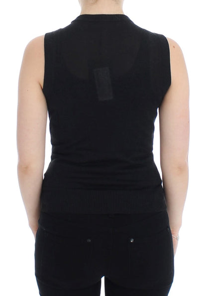Elegante schwarze ärmellose Pulloverweste