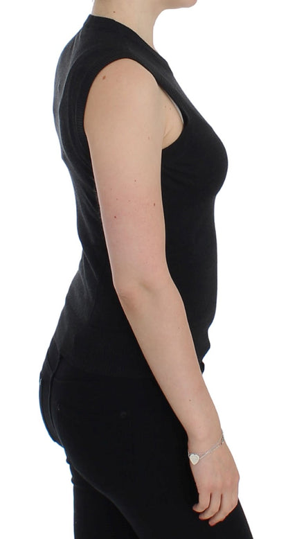 Elegante schwarze ärmellose Pulloverweste