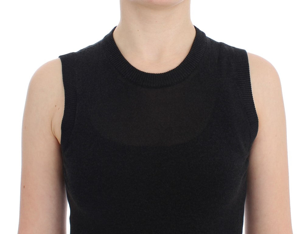 Elegante schwarze ärmellose Pulloverweste