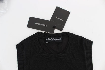 Elegante schwarze ärmellose Pulloverweste