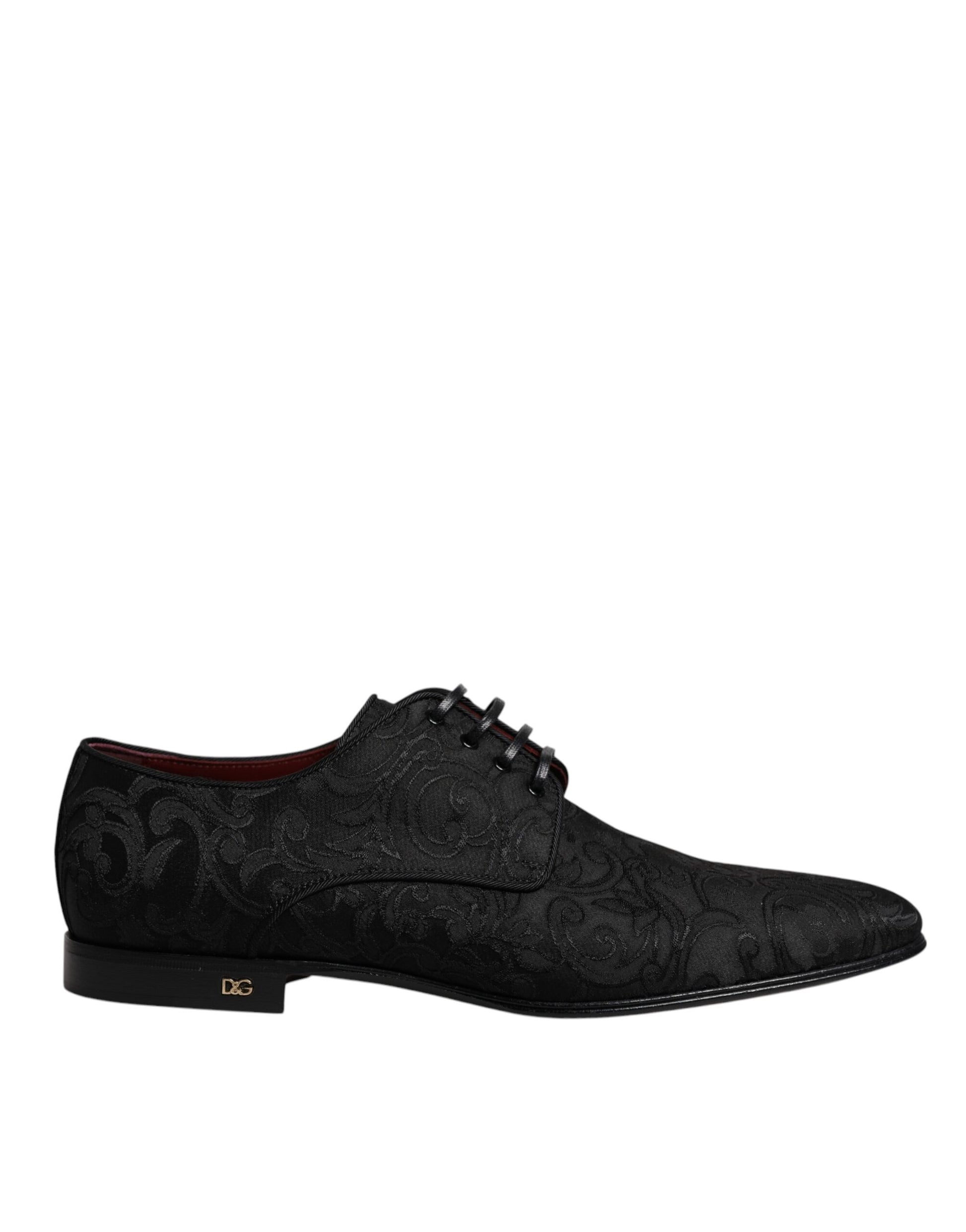 Black Jacquard Lace Up Derby Dress Shoes