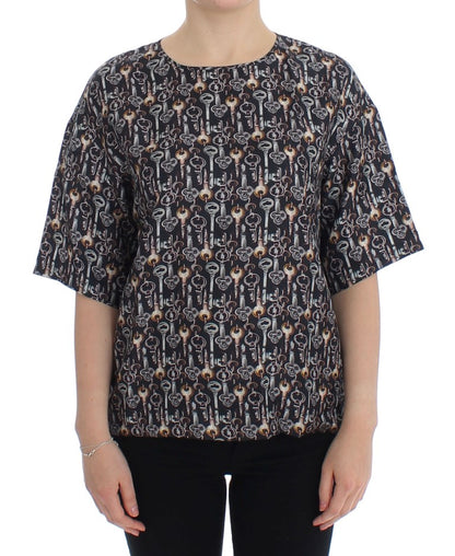 Seidenbluse „Enchanted Sicily“ mit Schlüssel-Print
