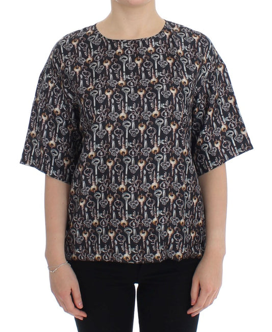 Seidenbluse „Enchanted Sicily“ mit Schlüssel-Print