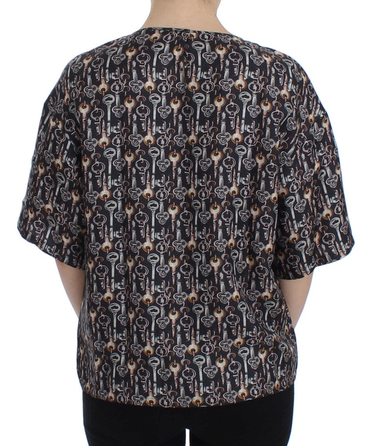 Seidenbluse „Enchanted Sicily“ mit Schlüssel-Print