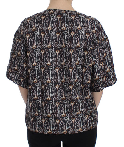 Seidenbluse „Enchanted Sicily“ mit Schlüssel-Print