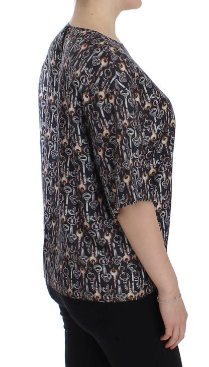 Seidenbluse „Enchanted Sicily“ mit Schlüssel-Print