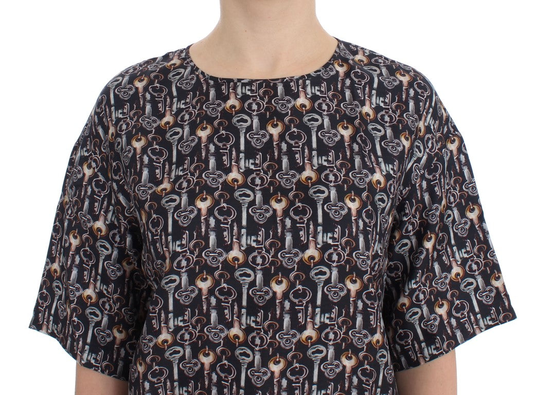 Seidenbluse „Enchanted Sicily“ mit Schlüssel-Print