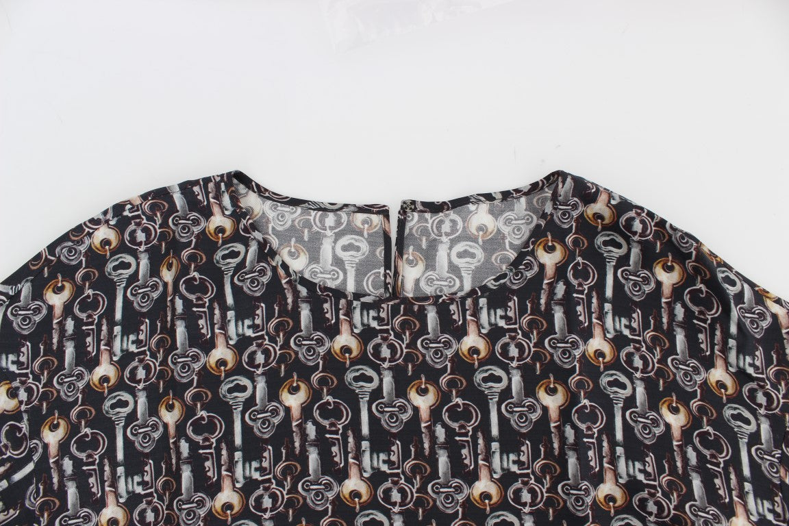 Seidenbluse „Enchanted Sicily“ mit Schlüssel-Print