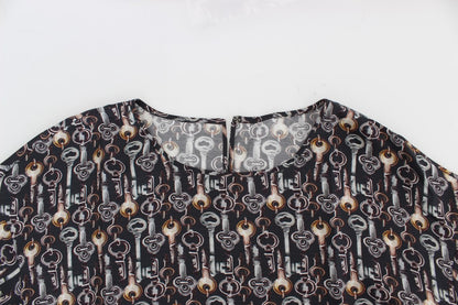 Seidenbluse „Enchanted Sicily“ mit Schlüssel-Print