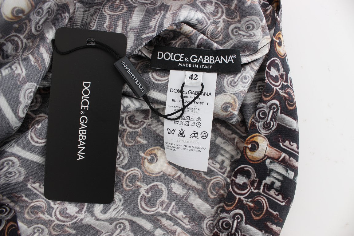 Seidenbluse „Enchanted Sicily“ mit Schlüssel-Print