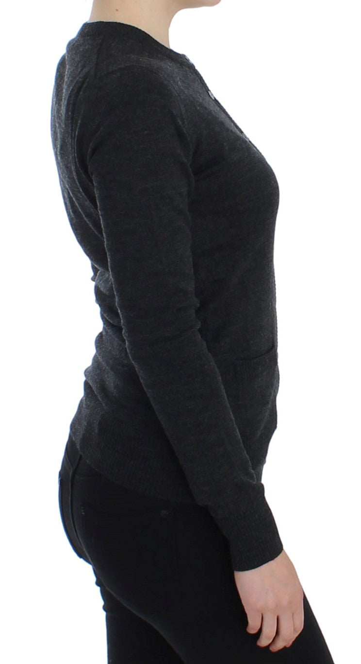Eleganter grauer Woll-Cardigan