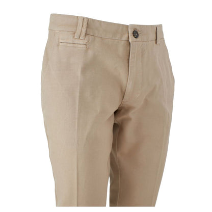 Beige Cotton Men Trousers