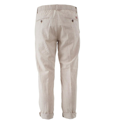 Beige Linen Men Trouser