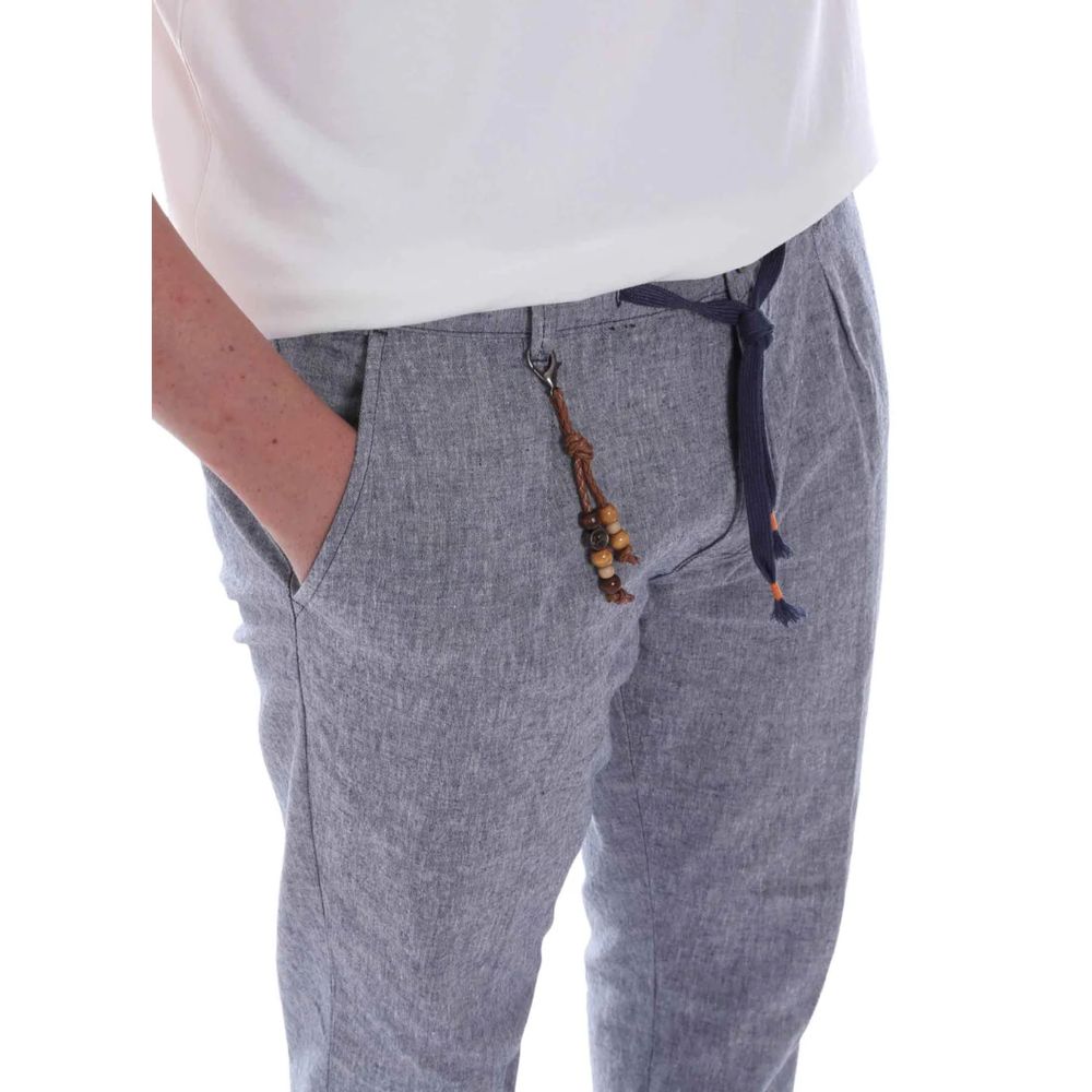 Light Blue Linen Men Trouser