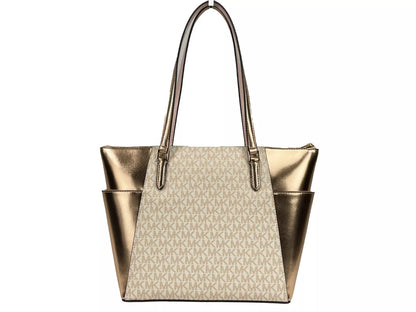 Charlotte Large Leather Top Zip Tote Bag Purse Rose Gold