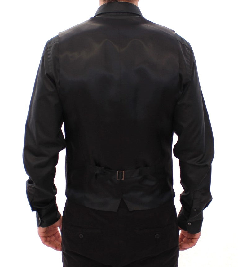 Elegante schwarze gestreifte Wollweste