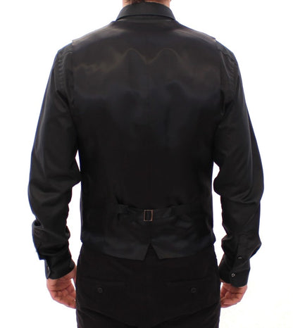 Elegante schwarze gestreifte Wollweste