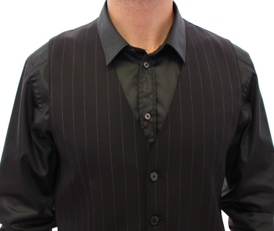 Elegante schwarze gestreifte Wollweste