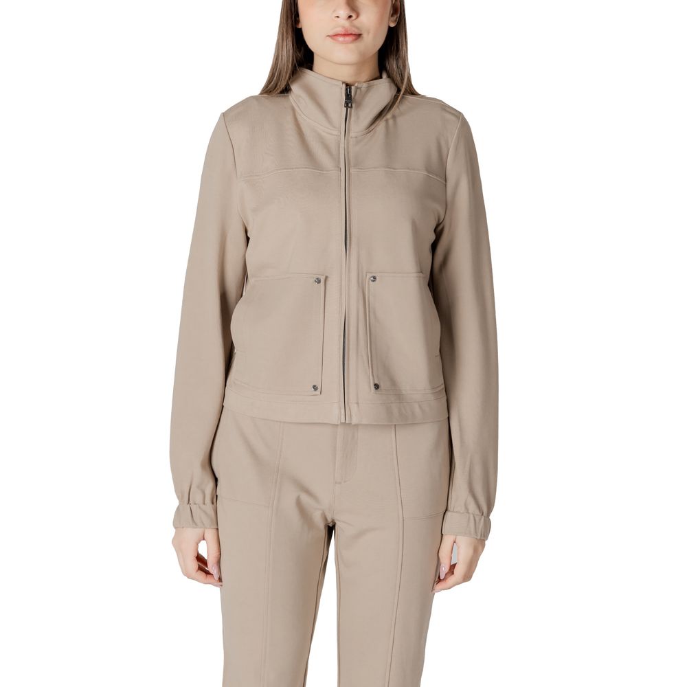 Beige Viscose Jackets & Coat