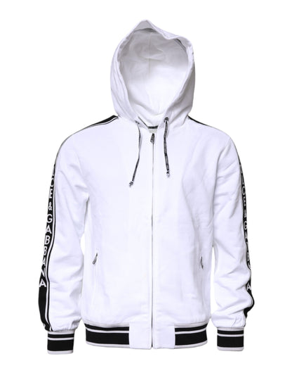White Full Zip Hooded Sweatshirt Sweater