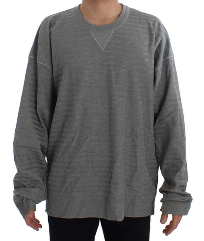 Eleganter grauer Pullover mit Rundhalsausschnitt aus Seide