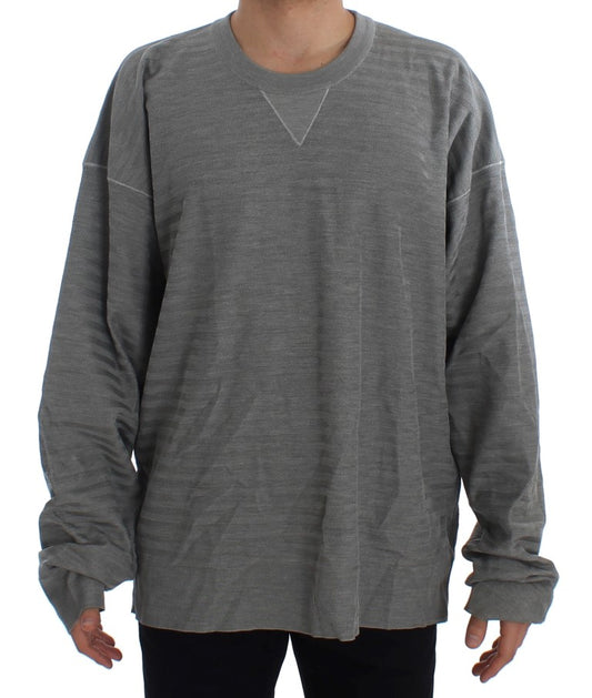 Eleganter grauer Pullover mit Rundhalsausschnitt aus Seide