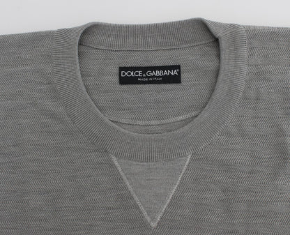 Eleganter grauer Pullover mit Rundhalsausschnitt aus Seide
