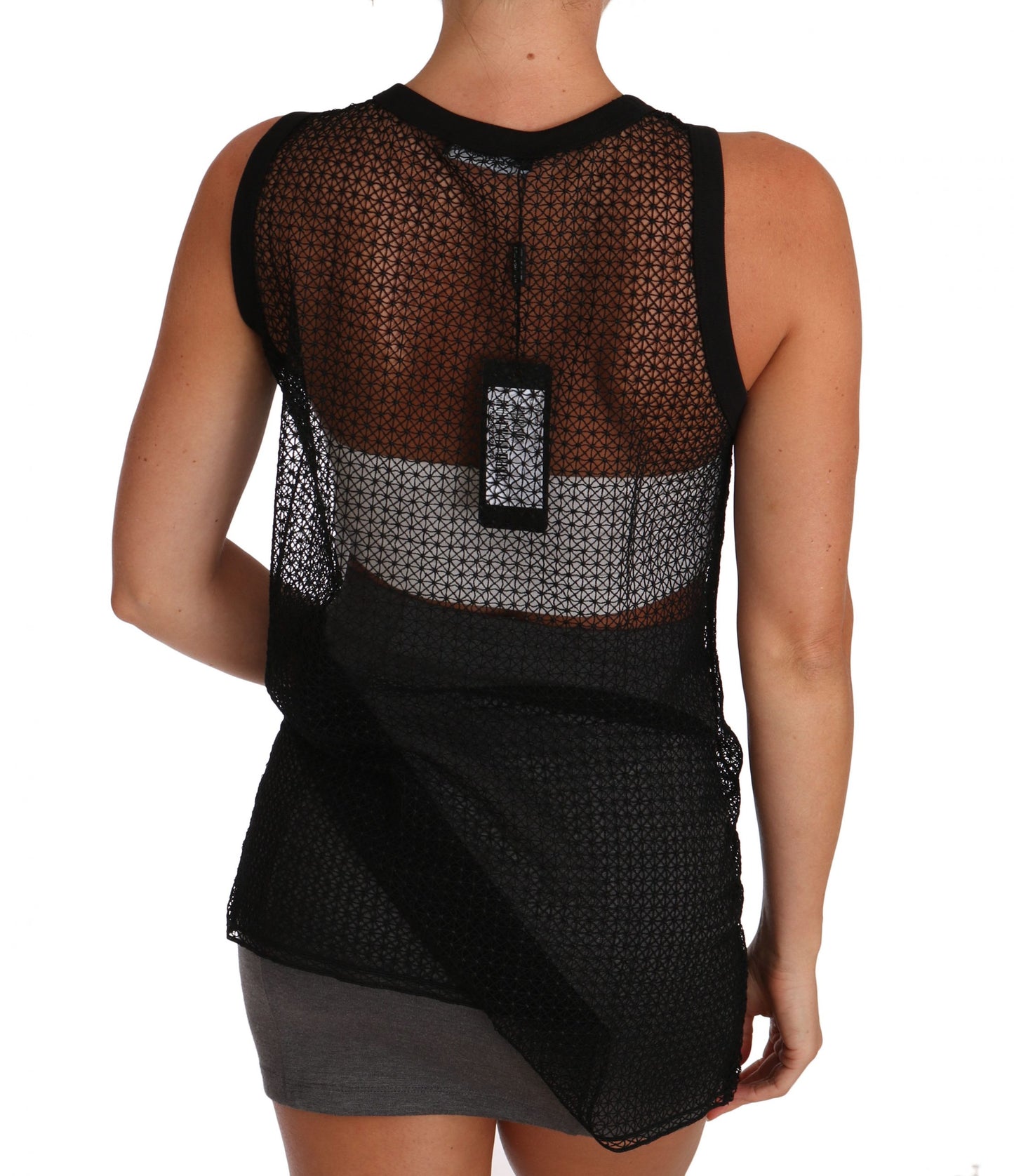 Elegantes ärmelloses schwarzes Mesh-Top
