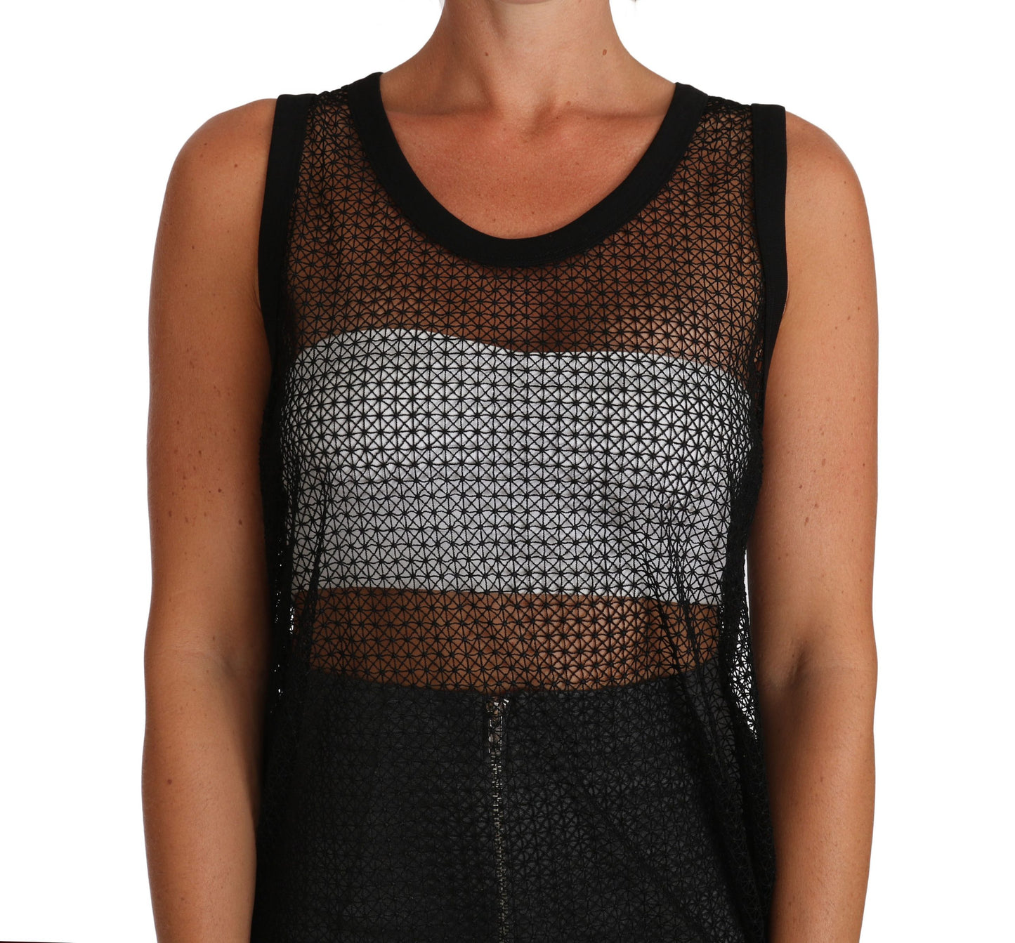 Elegantes ärmelloses schwarzes Mesh-Top