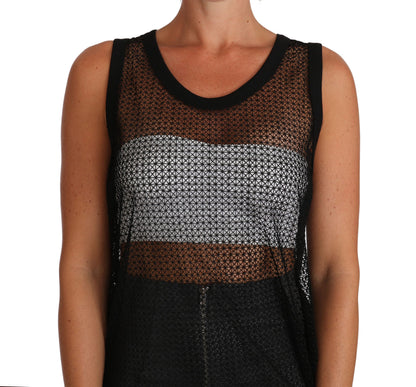 Elegantes ärmelloses schwarzes Mesh-Top