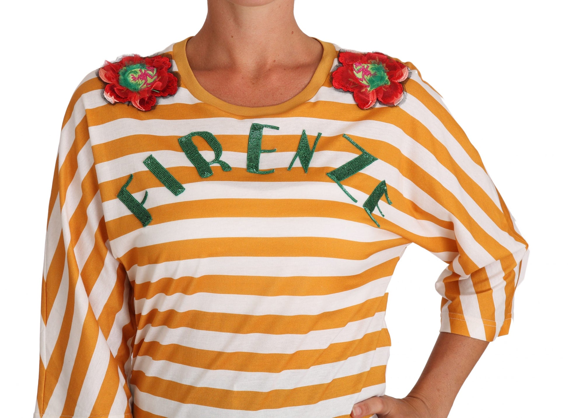 Paillettenbluse FIRENZE in Orange und Weiß
