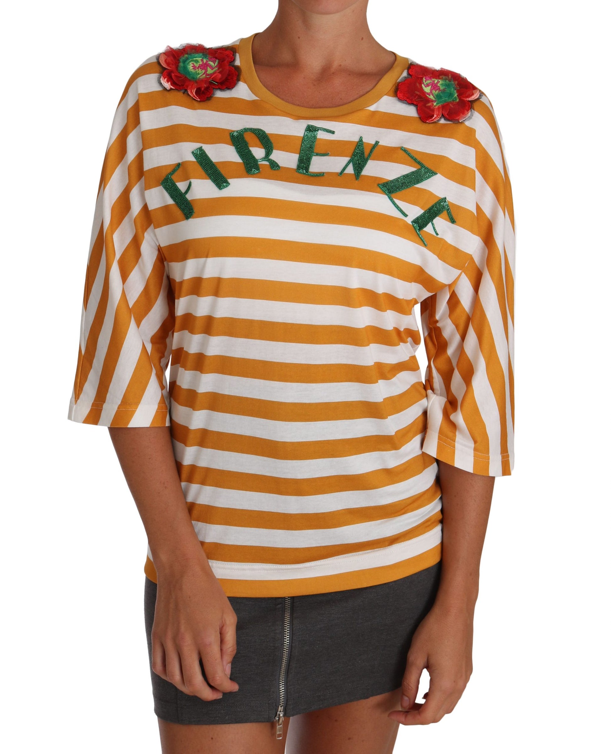 Paillettenbluse FIRENZE in Orange und Weiß