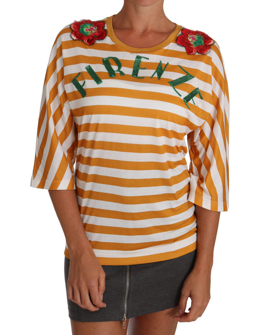 Paillettenbluse FIRENZE in Orange und Weiß