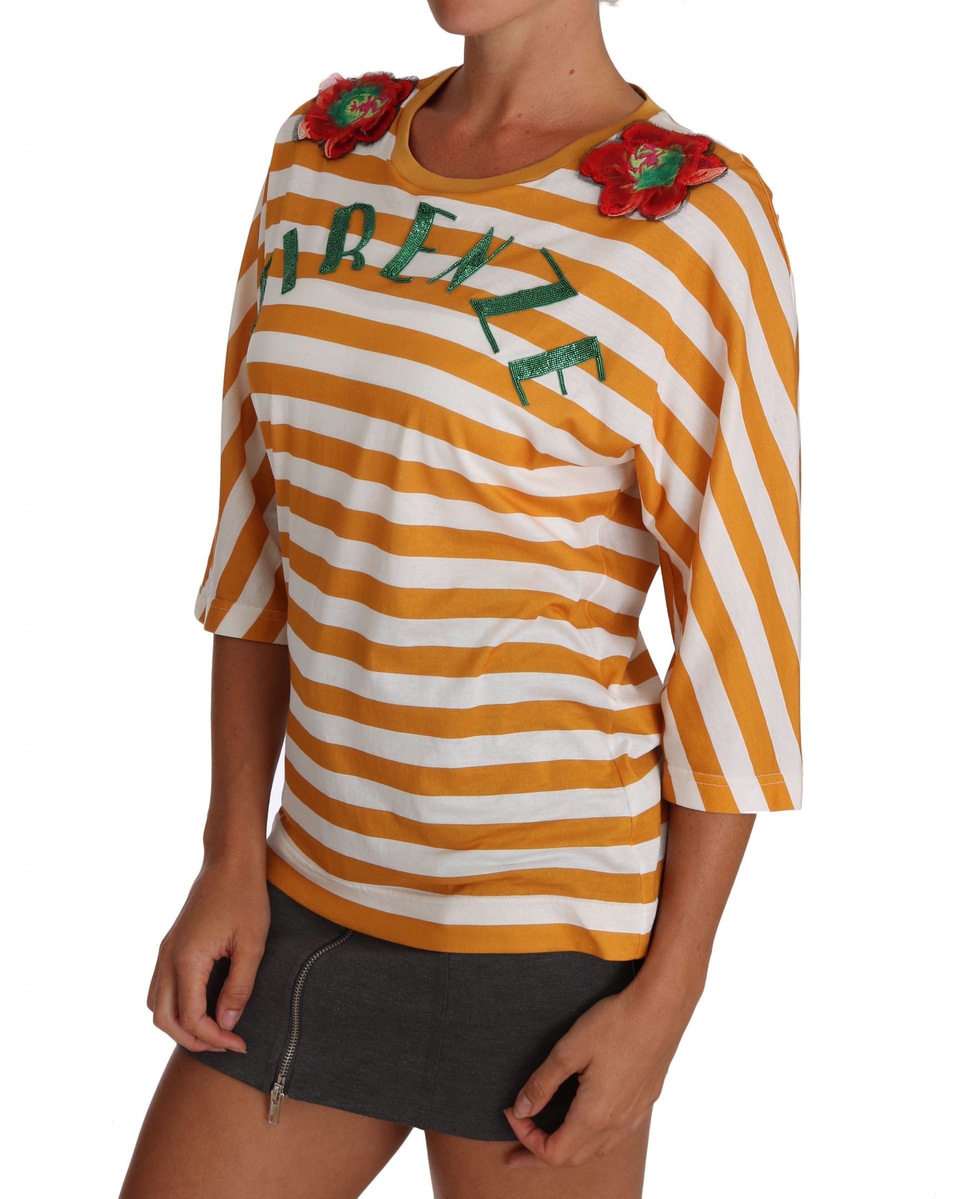Paillettenbluse FIRENZE in Orange und Weiß