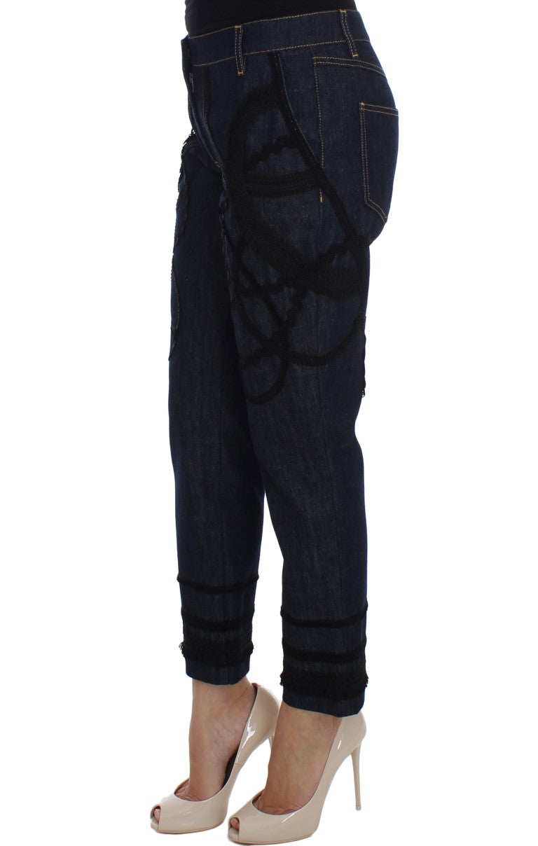 Bestickte Capri Jeans für elegantes Styling
