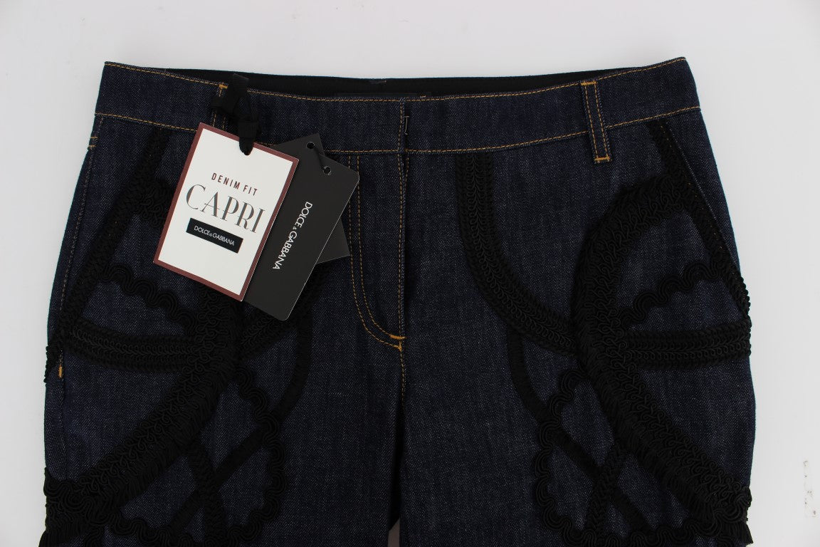 Bestickte Capri Jeans für elegantes Styling