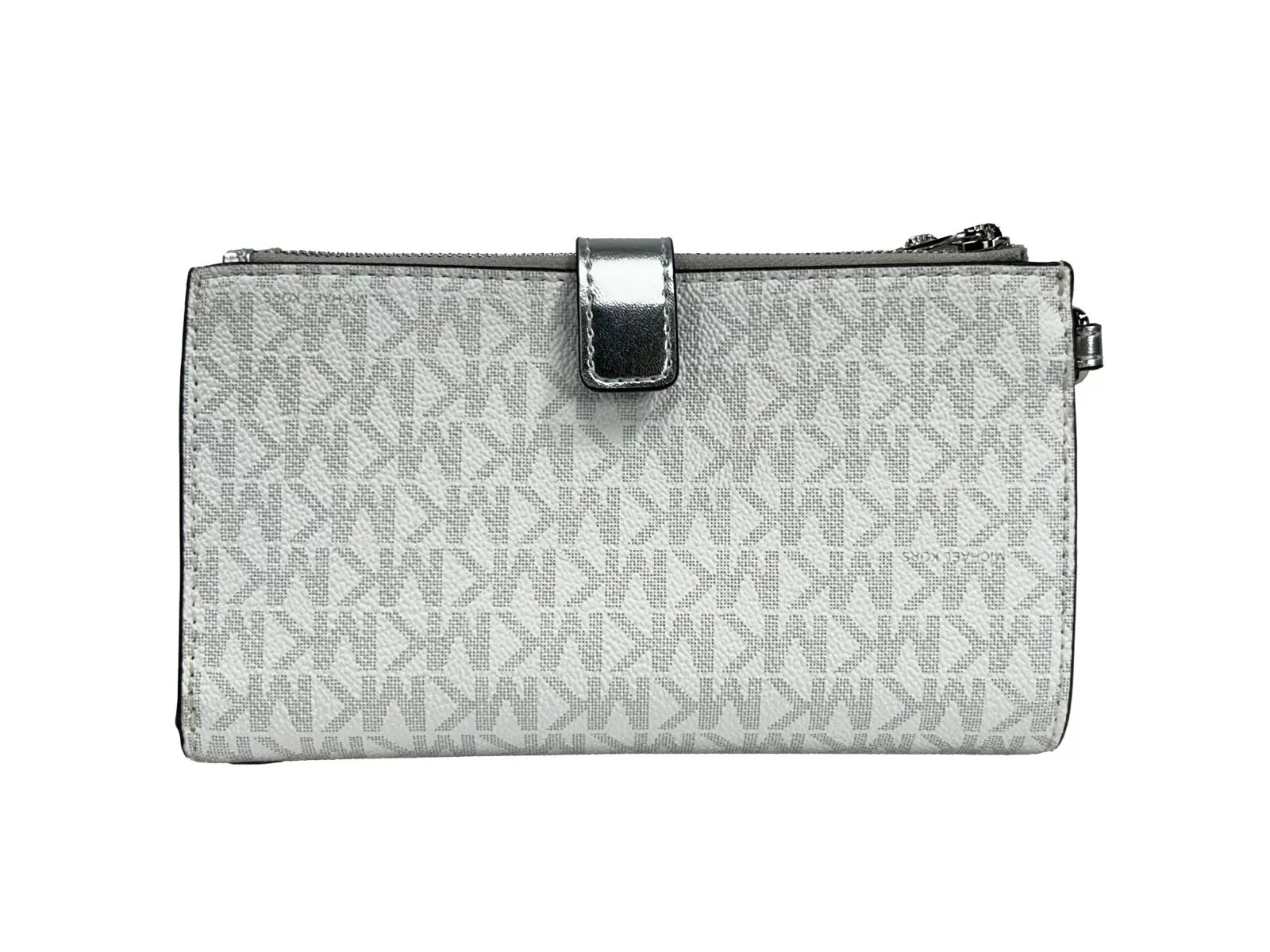 Jet Set Travel Double Zip Wristlet Wallet White