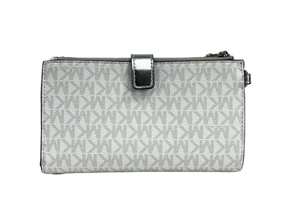 Jet Set Travel Double Zip Wristlet Wallet White